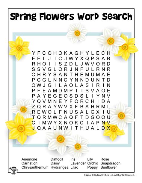Spring Word Search Free Printable